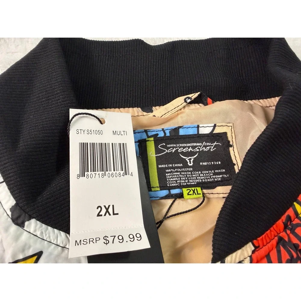 SCREENSHOT CLOTHING‎ Multi Graphic Print Bomber Jacket Men's 2XL S51050